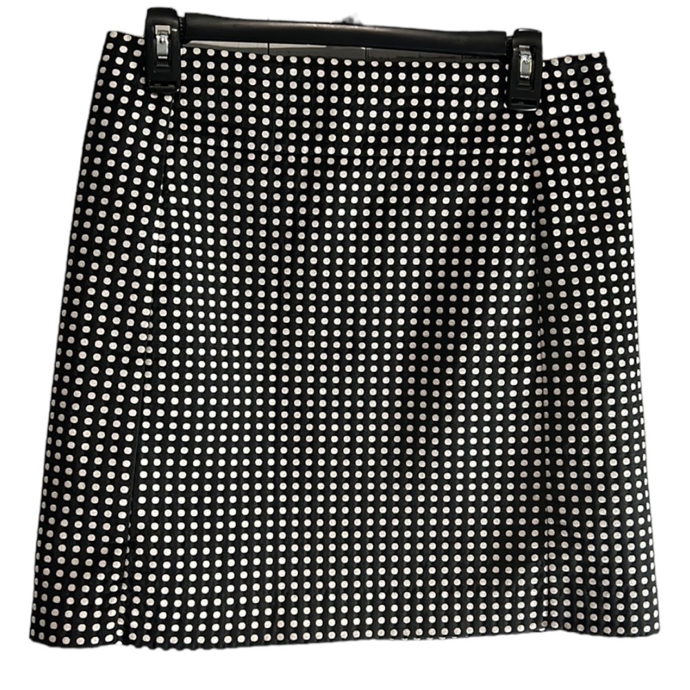 ANN TAYLOR LOFT SKIRT WOMENS SIZE 6P BLACK WHITE COLOR POLKA DOT PENCIL REAR ZIP